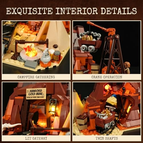 Wild West Gold Mine Lighting Building-Bricks Set - 658 pcs