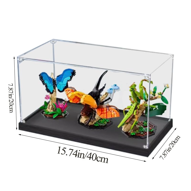 Acrylic Display Case (21342) - 15.74x7.87x7.87in Black Bottom