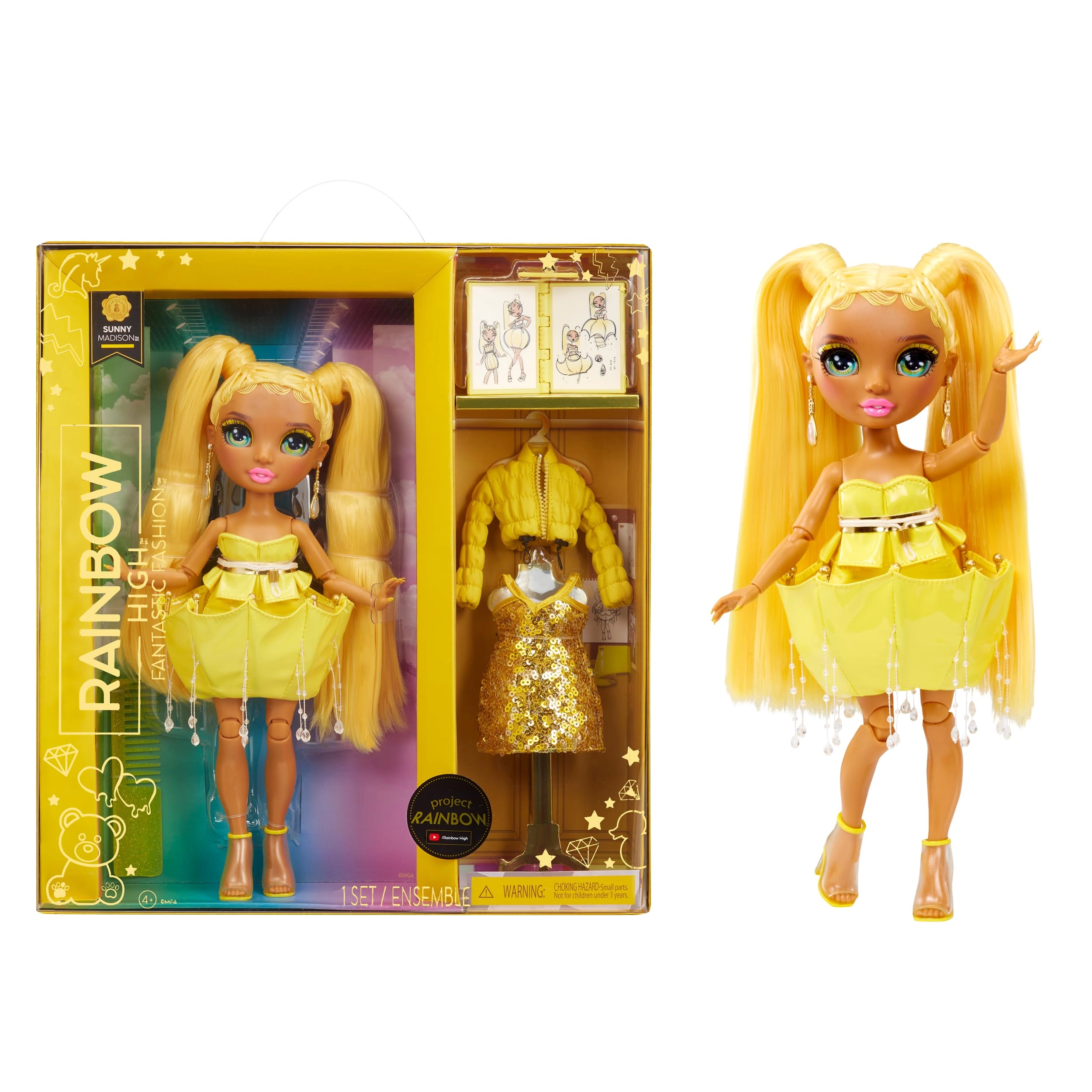Rainbow High Sunny Madison Fashion Doll - 11” Yellow Playset