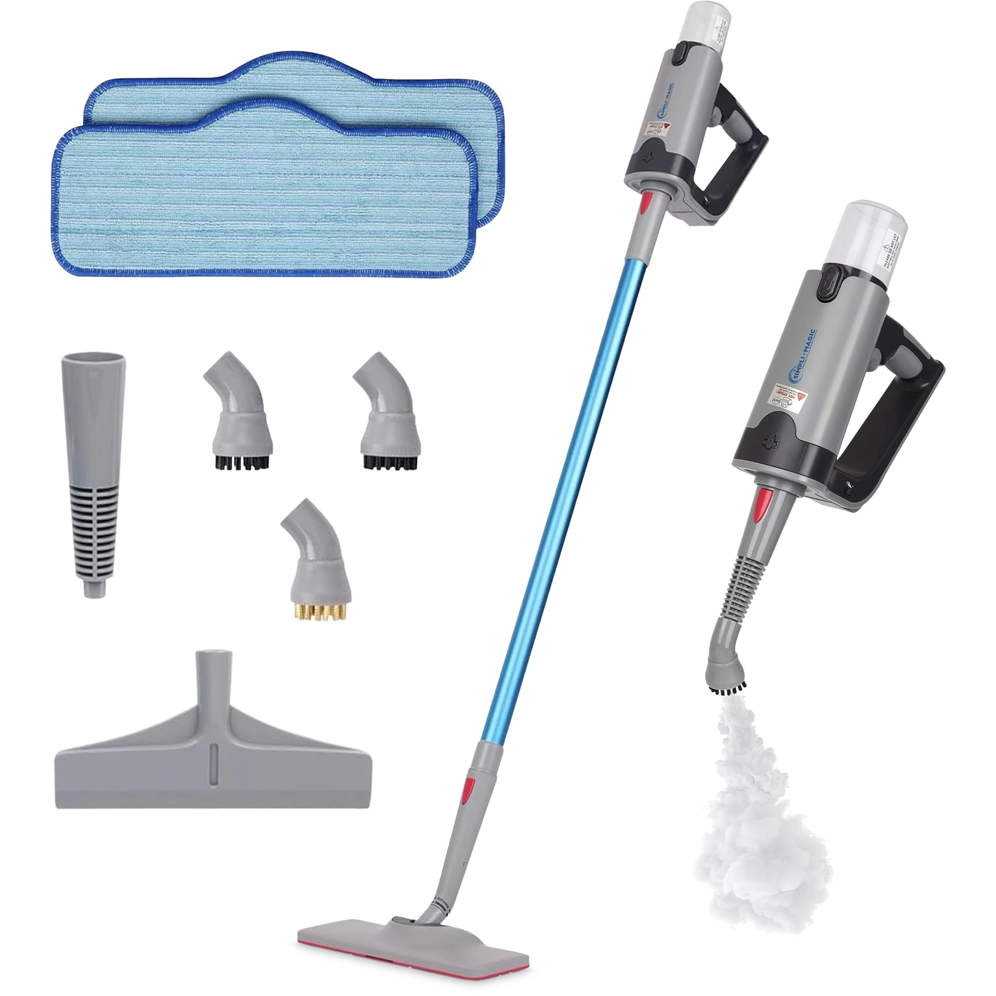 SIMPLI-MAGIC Steam Mop - 10-in-1 Dual-Rod Detachable Handheld