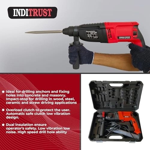 Electric Hammer Reversible Drill - 1250W 26mm 3Pc SDS Bit