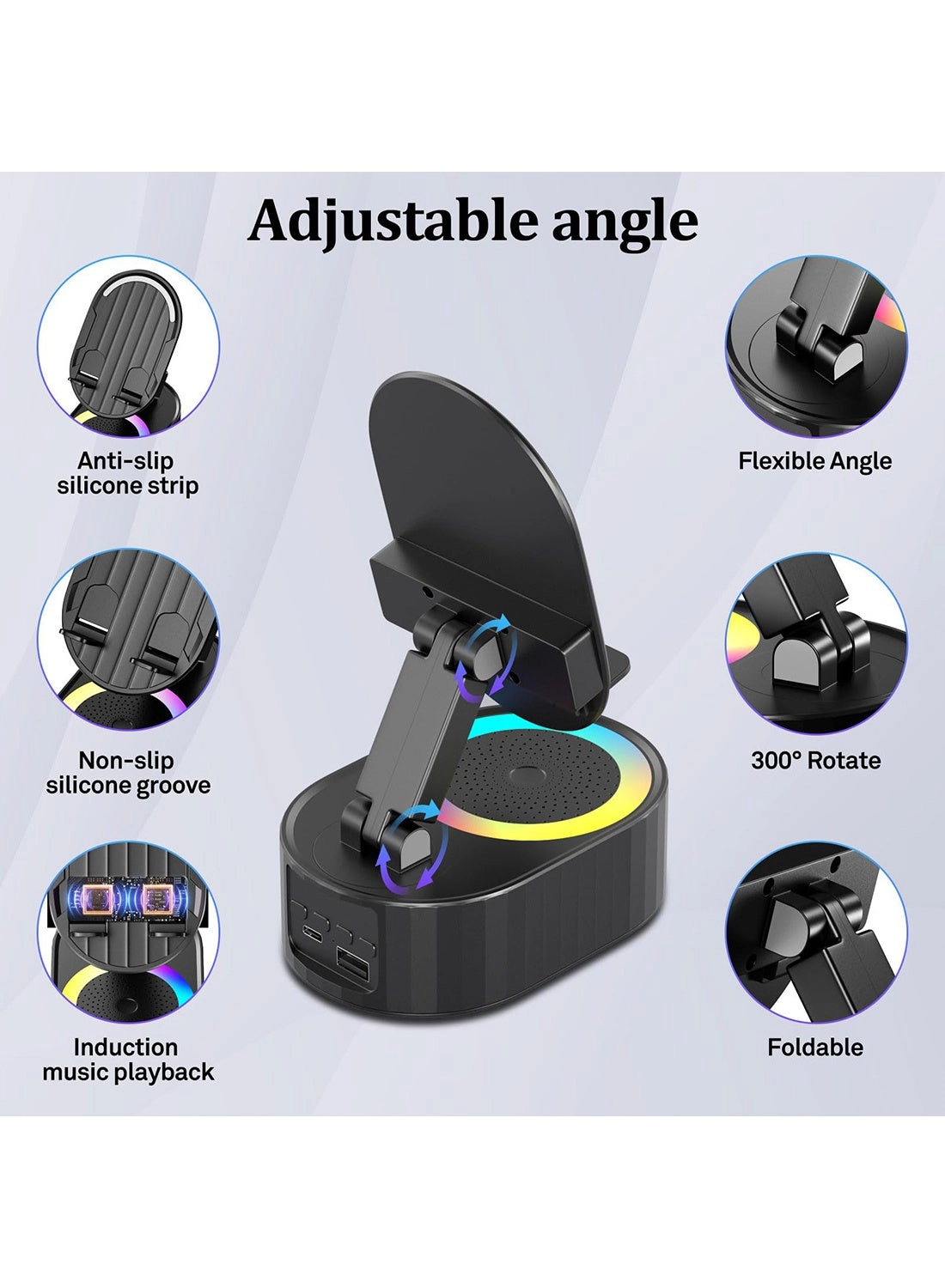 5-In-1 Bluetooth Speaker - 3000mAh Rotatable 300°