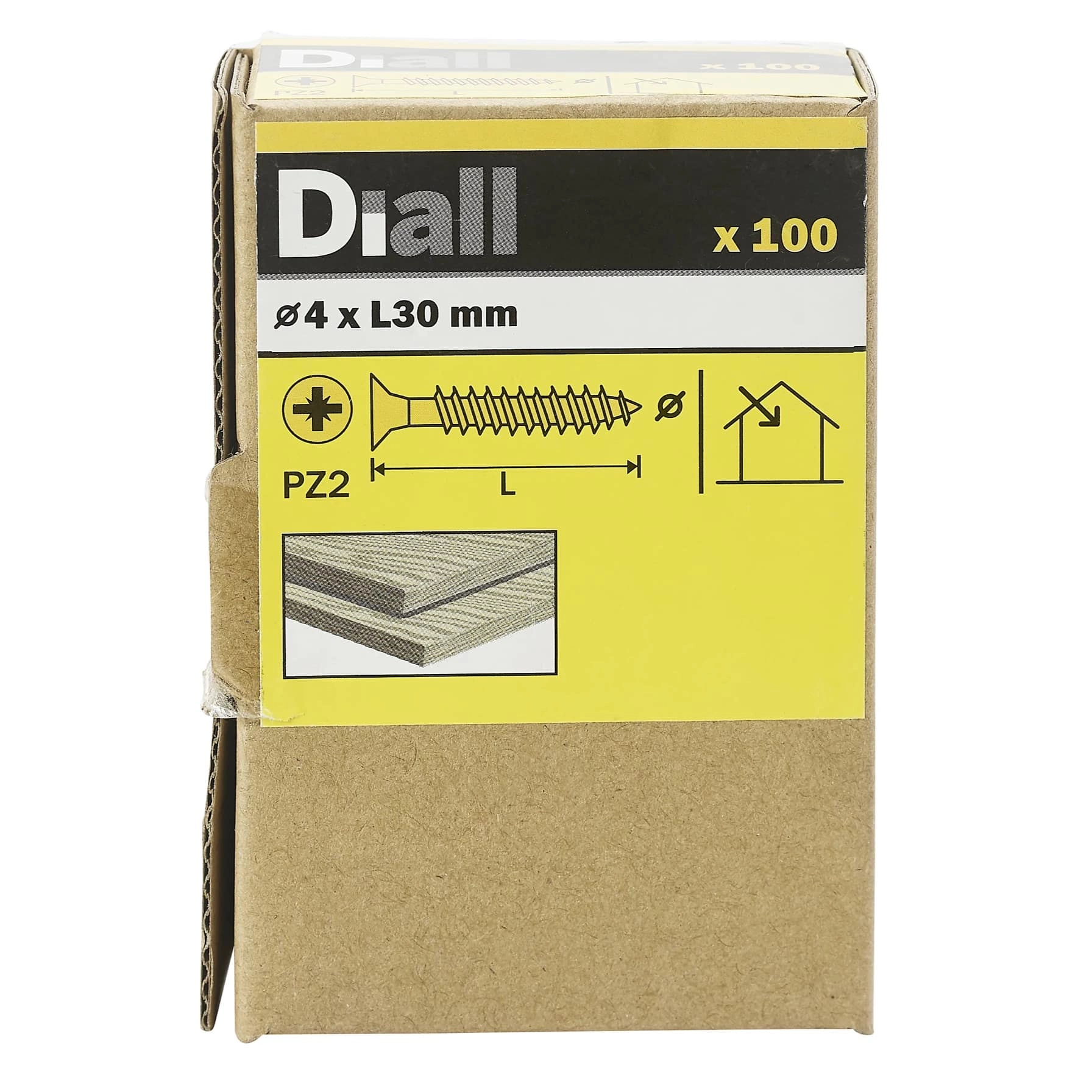Diall Zinc-Plated Carbon Steel Wood Screw 4mm 30mm