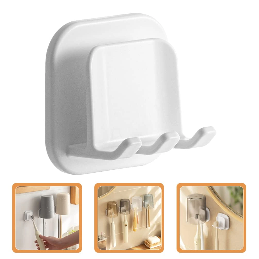 Toothbrush Holders - Wall Mounted White Plastic
