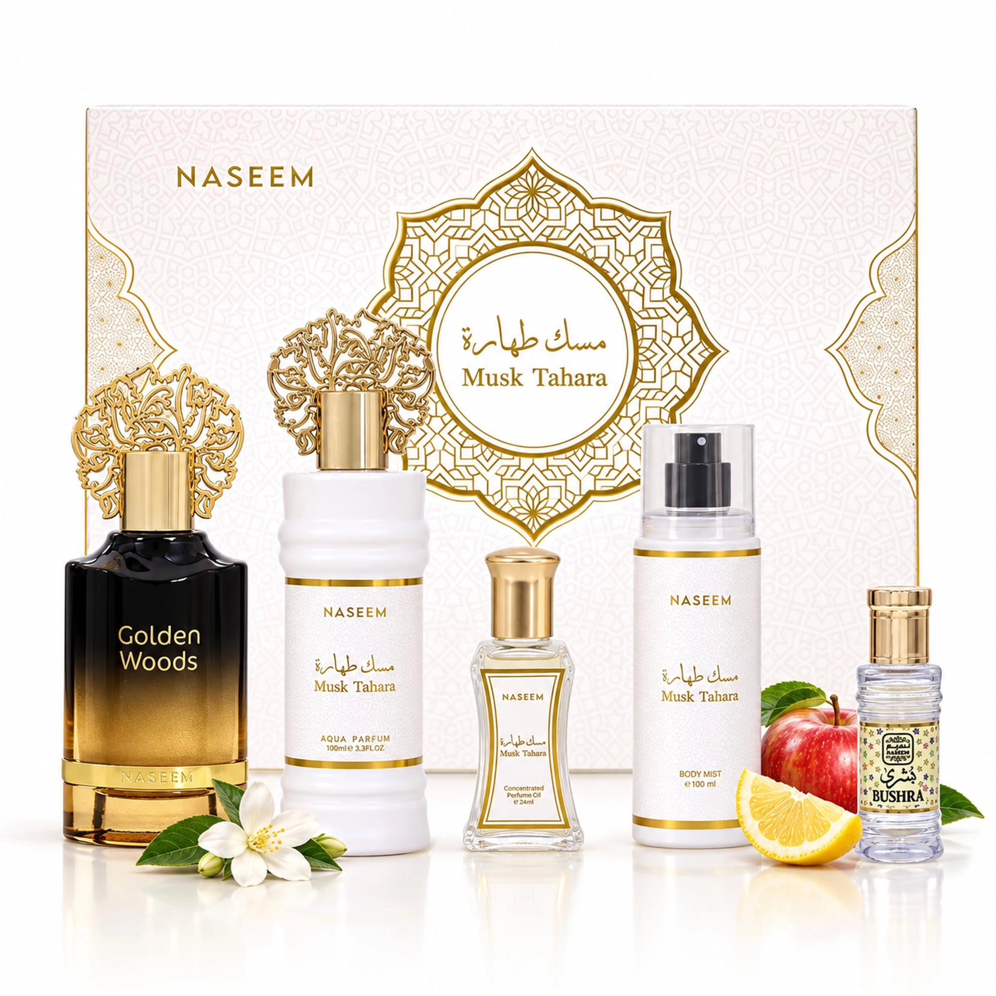 Naseem Musk Tahara - 3 Pcs + Golden Woods EDP - 55ml + Bushra Roll-On - 6ml