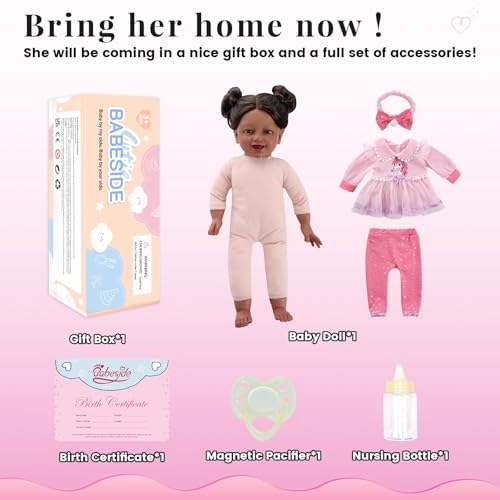 Una Reborn Baby Doll - 20-inch Vinyl Cotton Black Ages 3+