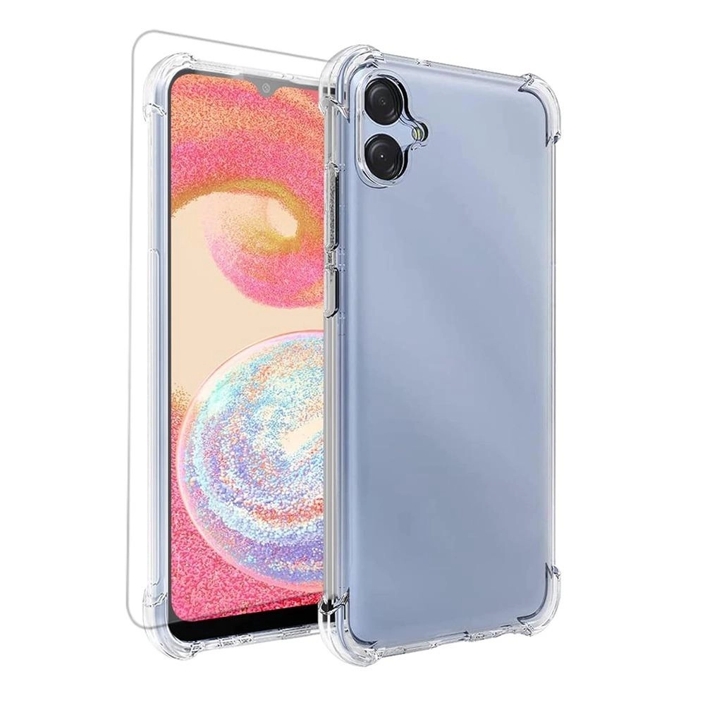 Max & Max Transparent Cover - White + Tempered Glass for Samsung A07