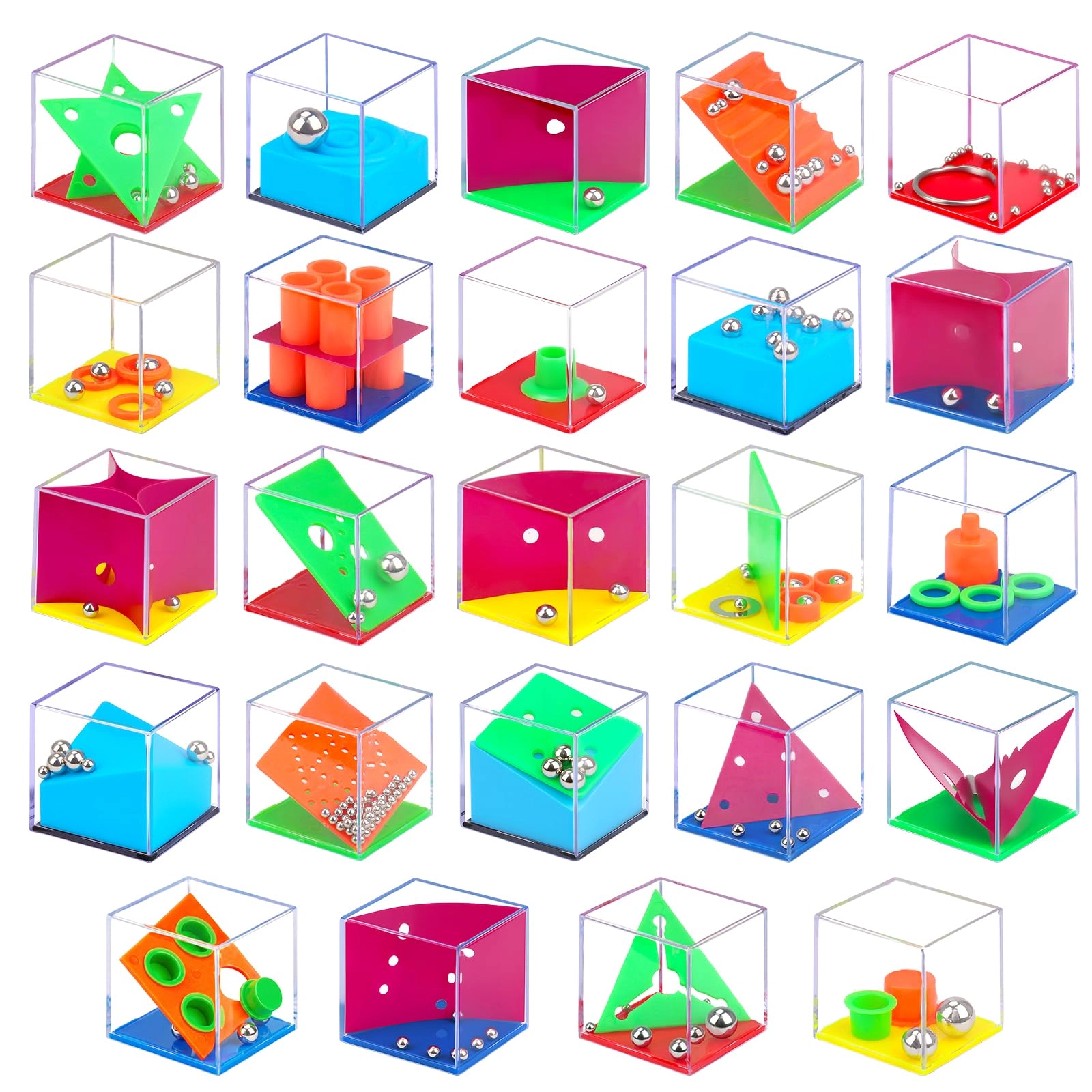 Basytodio Mini Brain Teaser Puzzles Cubes - 24PCS Colorful