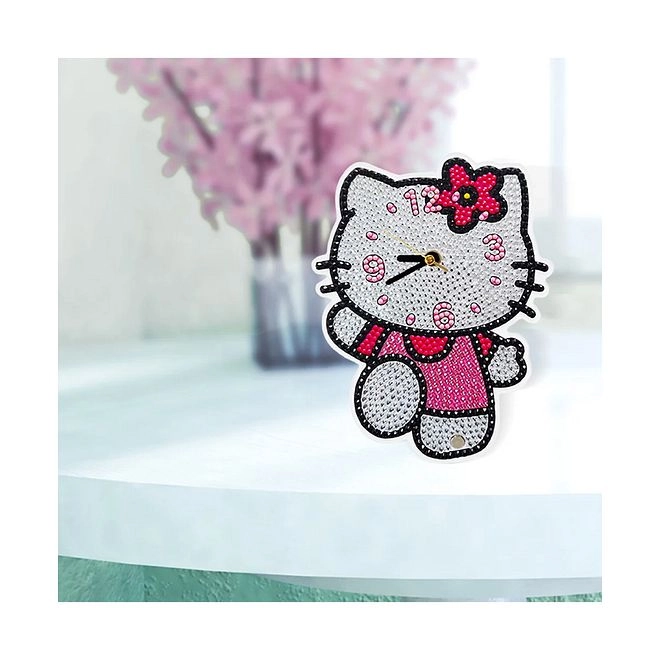 DIY Diamond Painting Clock Kit - Kitty