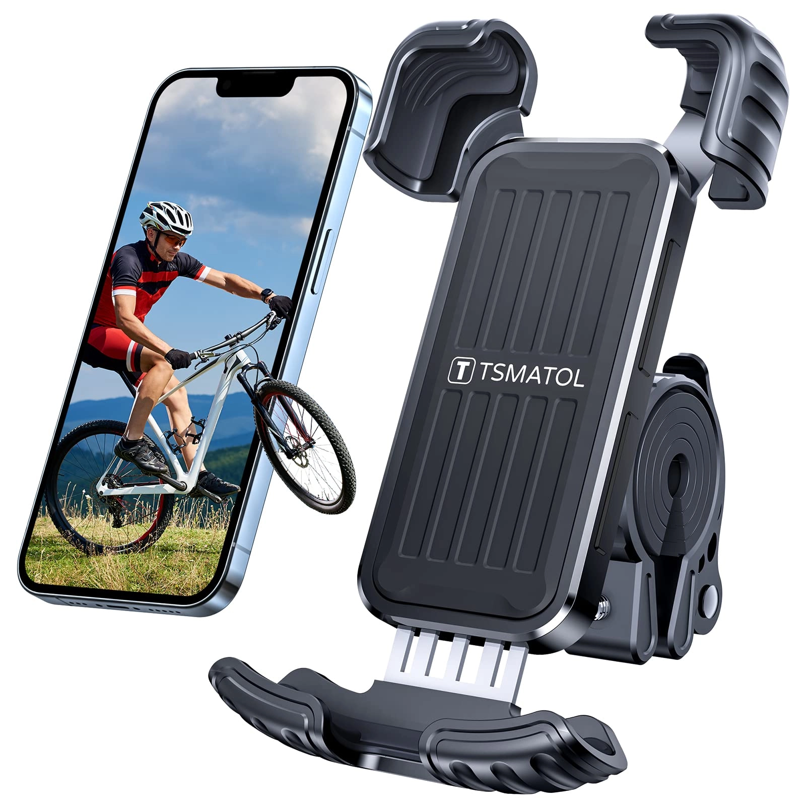 TSMATOL Universial Phone Holder for Bike - Rotatable Handlebar Mount Fits iPhone 14