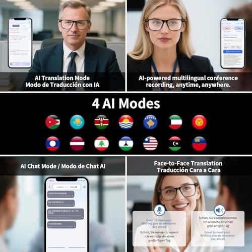 AI Translation Glasses - 160+ Languages Noise-Cancelling Photochromic