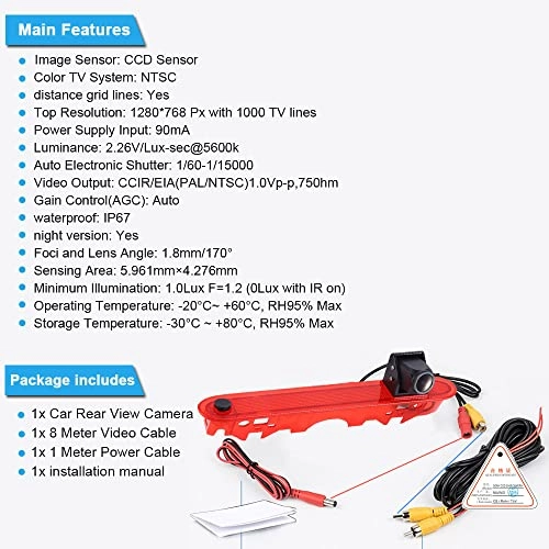 rear view camera - Night vision 1280 x 720 pixels