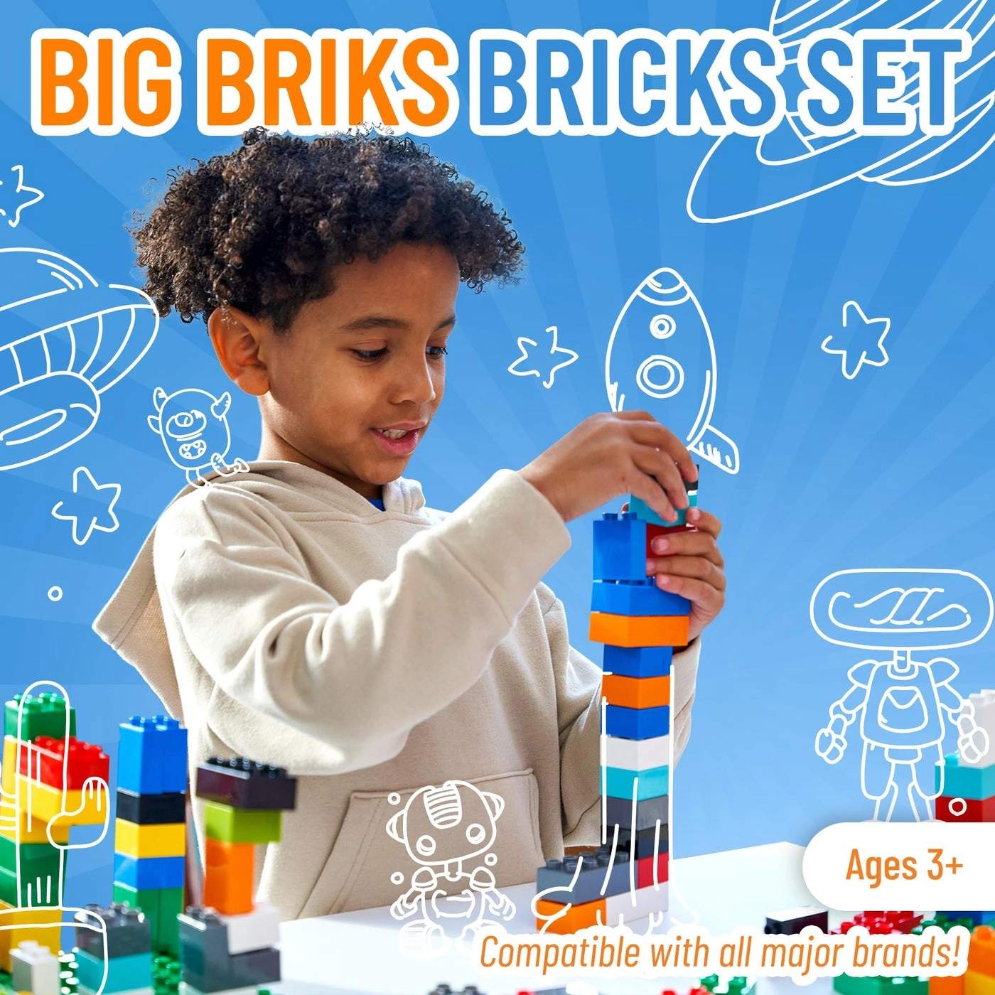 Big Briks Set - 84pcs 12 Rainbow Colors