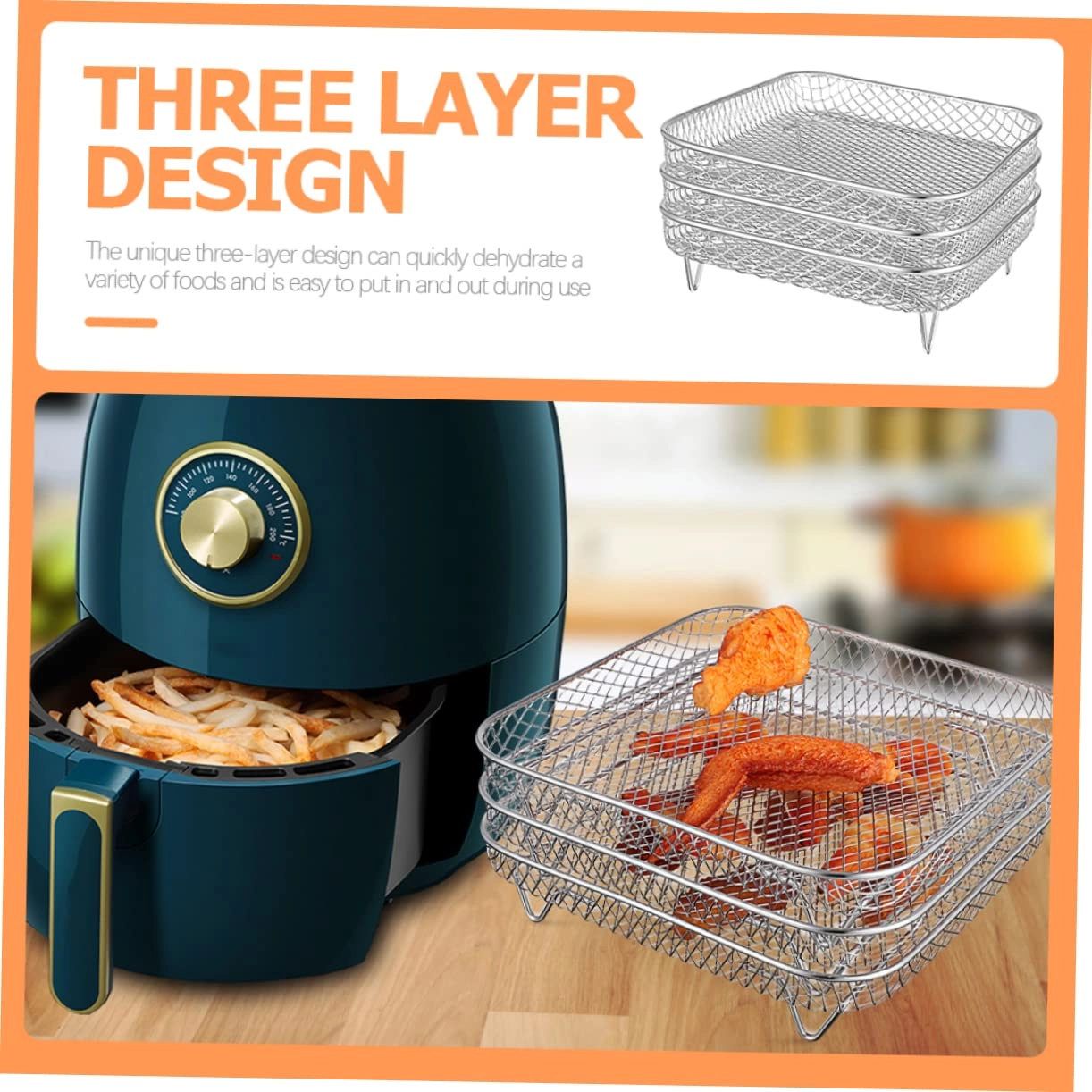 Air Fryer Dehydrator Rack - Stainless Steel 3pcs