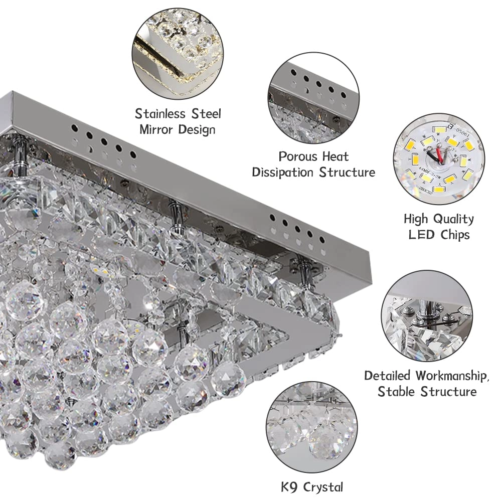 Crystal Ceiling Light - 3000k-6000k Dimmable