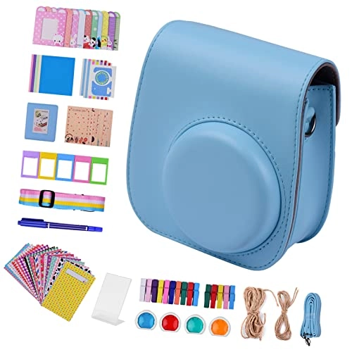 Instant Camera Accessories Kit + Camera Bag + Camera Strap + Photo Album + Photo Clips + Photo Frame + Hanging String + Stickers + Pen + Filt - 12-in-1 leather