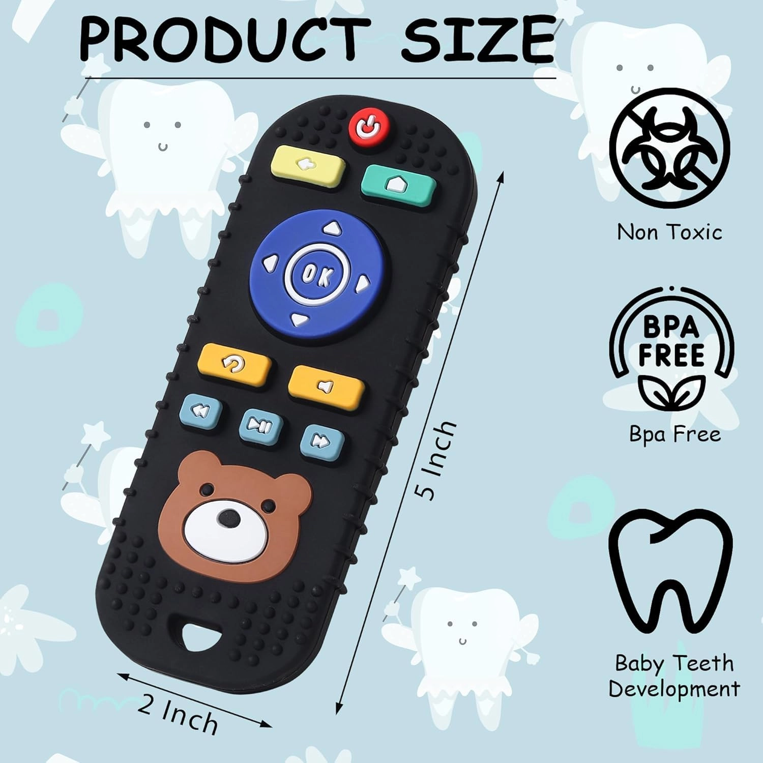 2 in 1 Teether - Beech Wood, Silicone