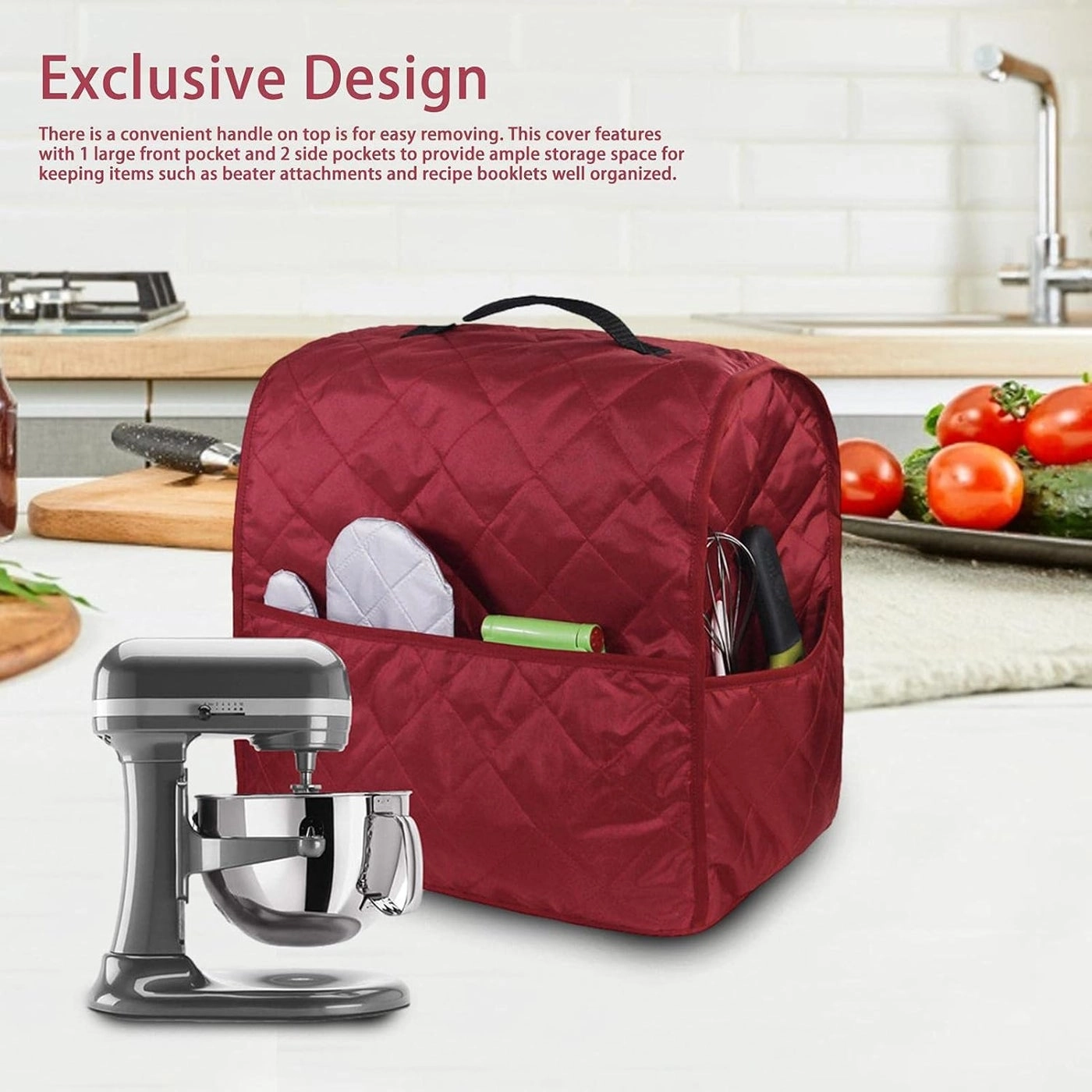 Stand Mixer Cover - Black Handle Multi Pockets