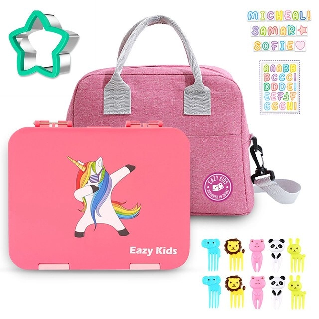 Unicorn 6 Compartment Bento Lunch Box + Lunch Bag