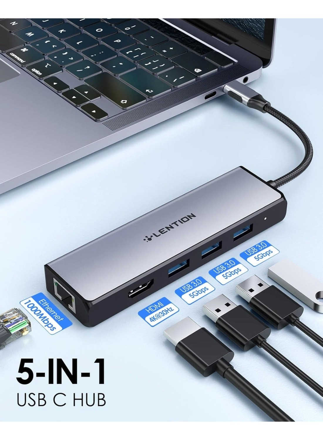 USB C Hub - 4K HDMI SD 3.0 Gigabit Ethernet