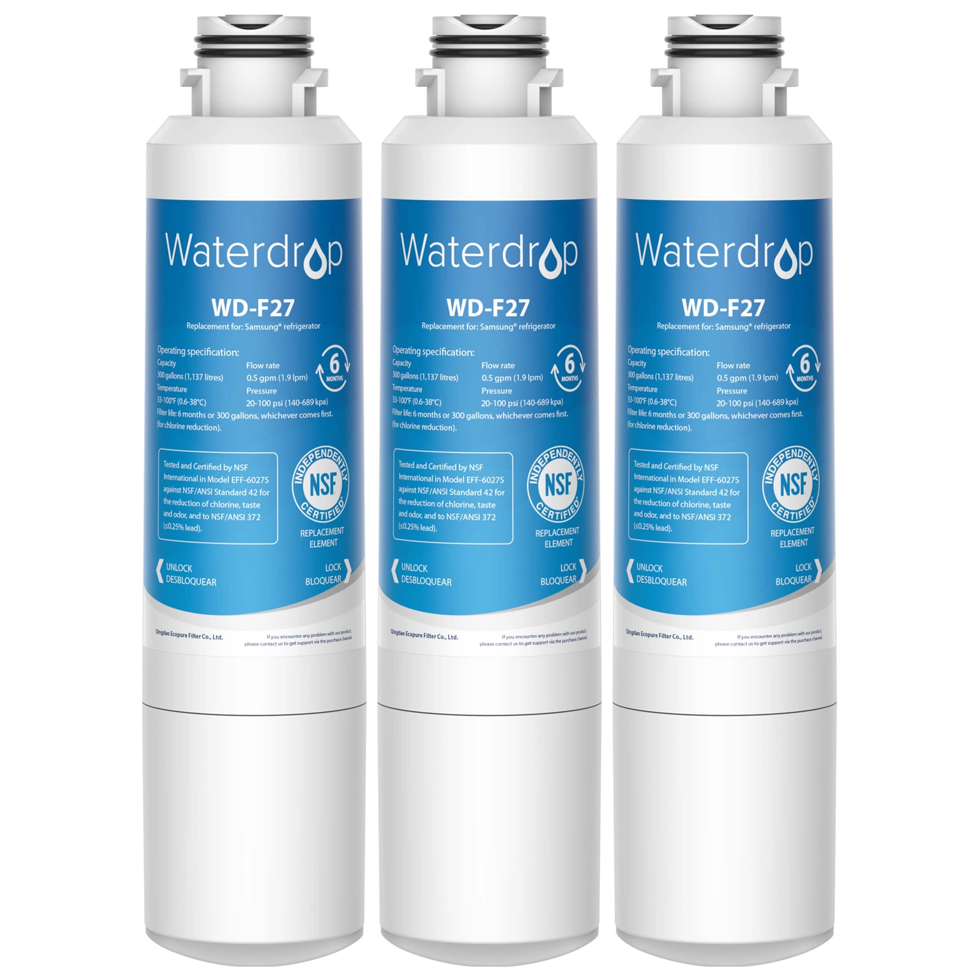 waterdrop DA29-00020B - 3X Fridge Freezer Water Filter