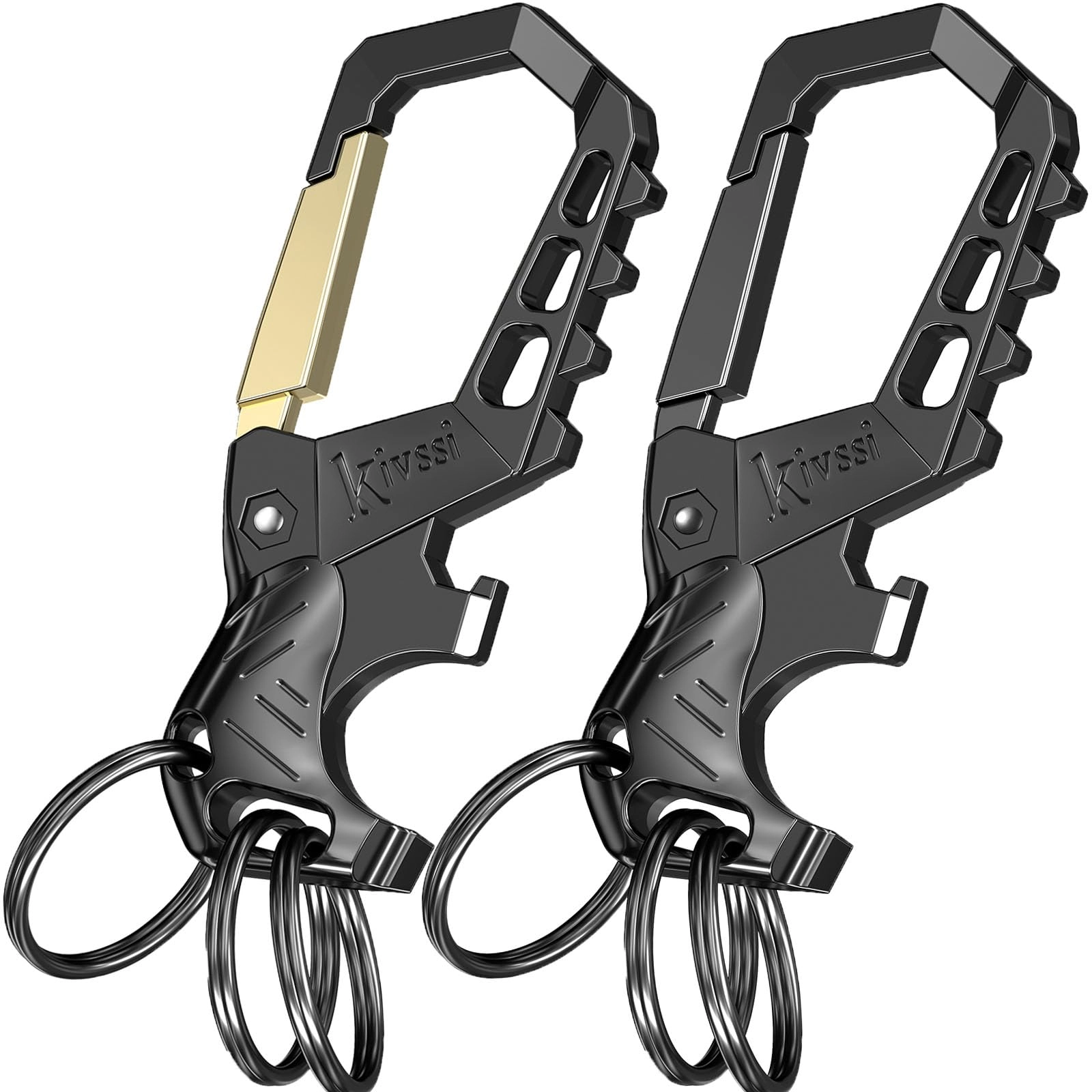 Kivssi Heavy duty metal keychains - it integrates three functions:key chain,flat head screwdriver bottle opener.