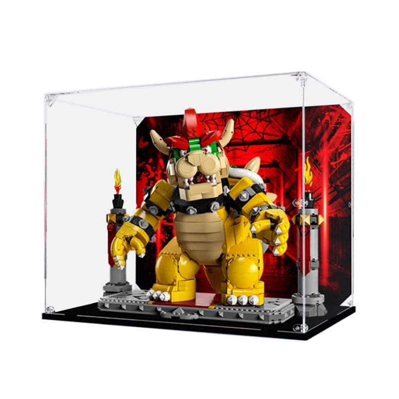 HCAEIOFJ Acrylic Display Case - Compatible for LE-GO 71411 17.71 x 11.81 x13.77in Black Bottom+background