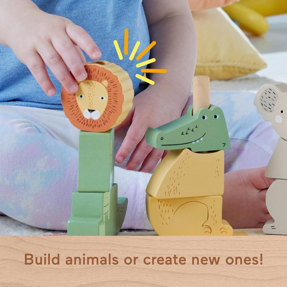 Stacking And Sorting Animals In Wood - 12 months+ 10 pieces