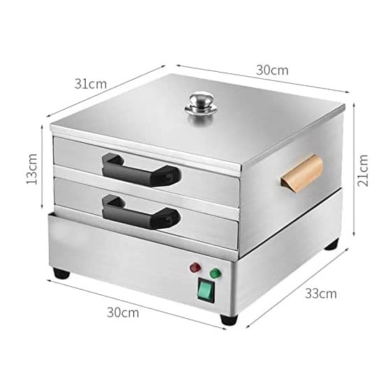 2 Layer Electric Vermicelli Roll Steamer - Stainless Steel Spare Drawer UK Plug