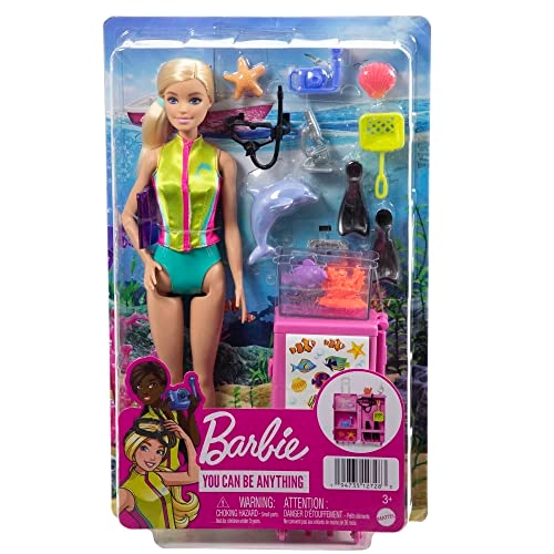 Barbie Marine Biologist - Mobile Lab Playset Blonde 10+ Pieces Ages 3+