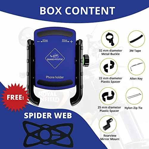 Motorcycle Phone Holder - Compatible with 4" to 6" Phone 360° Phone Protection Aluminium Clamp