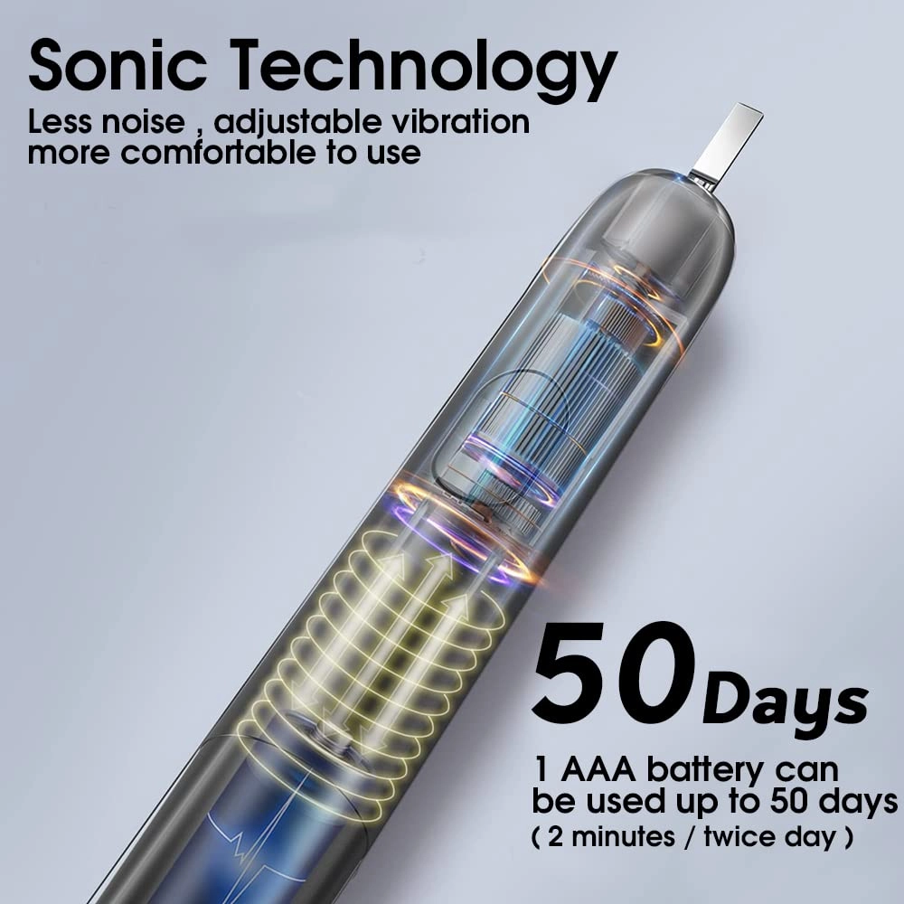 Sonic Electric Toothbrush - 40,000 Strokes per Minute 50 Days Battery 3 Brush Heads