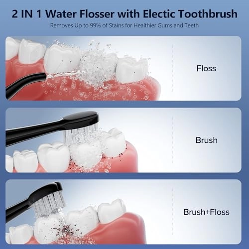 Water Flosser & Sonic Toothbrush - 3 Modes 5 Flossing Speeds IPX7 Waterproof