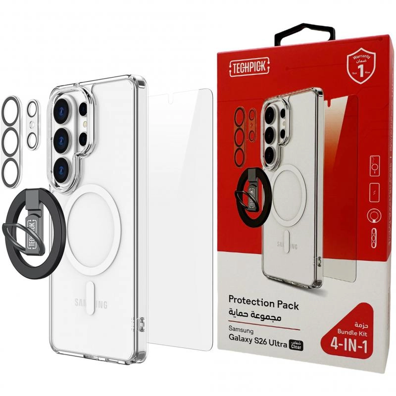 Hard Case + Tempered Glass + Camera Lens Protector + Magnetic Stand Smartphone Case Bundle with MagSafe for Samsung Galaxy S25 Ultra