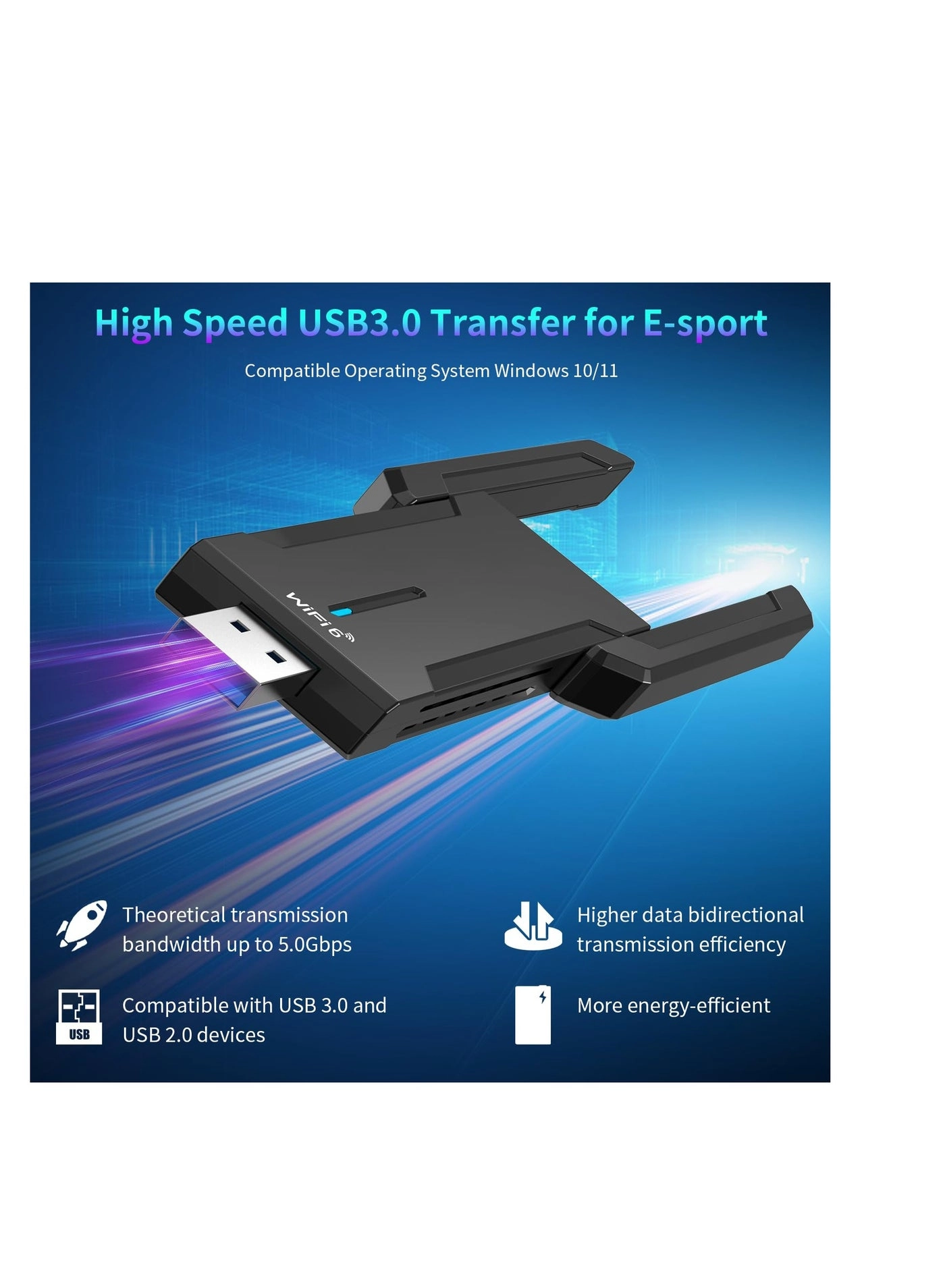 USB WiFi Dongle - Tri-band (6G/5G/2.4G) USB 3.0 Wireless