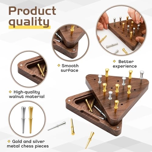 Tricky Triangle Peg Game - 2 Set 4.3 Inch Walnut