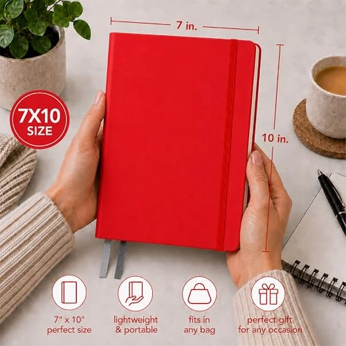 Hardbound Writing Journal 7.25-x-9.6 Inches Hardcover - Lined 192 Pages