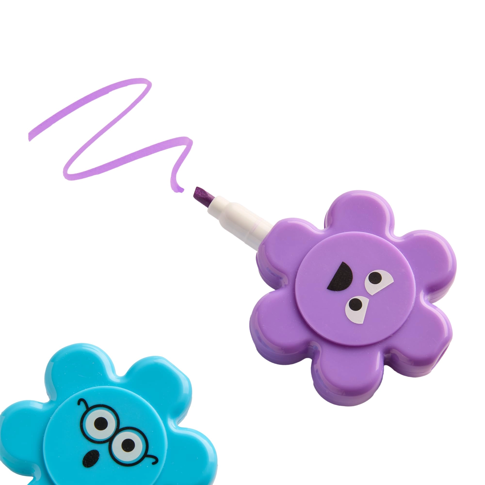 Flower Shaped Stacking Highlighters - Purple Yellow Blue Orange Turquoise Pink Chisel
