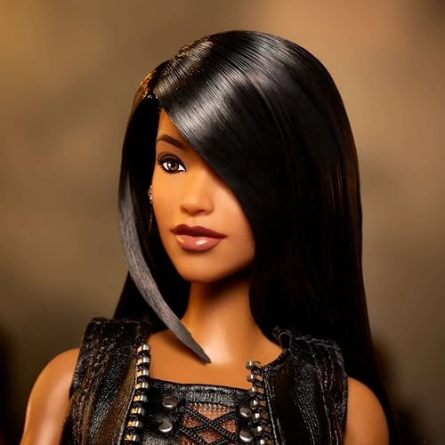 Aaliyah Collectable Doll - Plastic Black Faux Leather Outfit Ages 72+