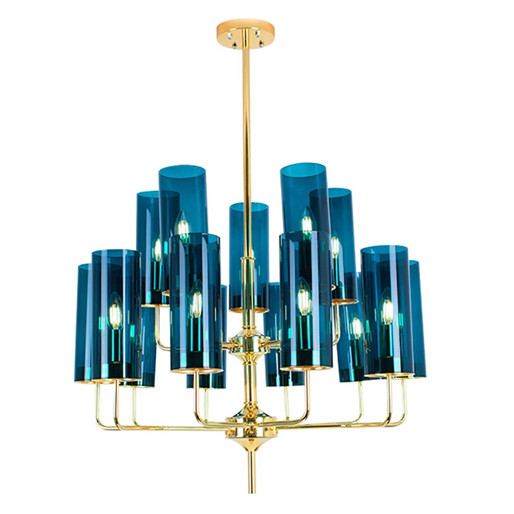 E14 Nordic Post-modern Creative Glass Chandelier - 8 head Soot cover