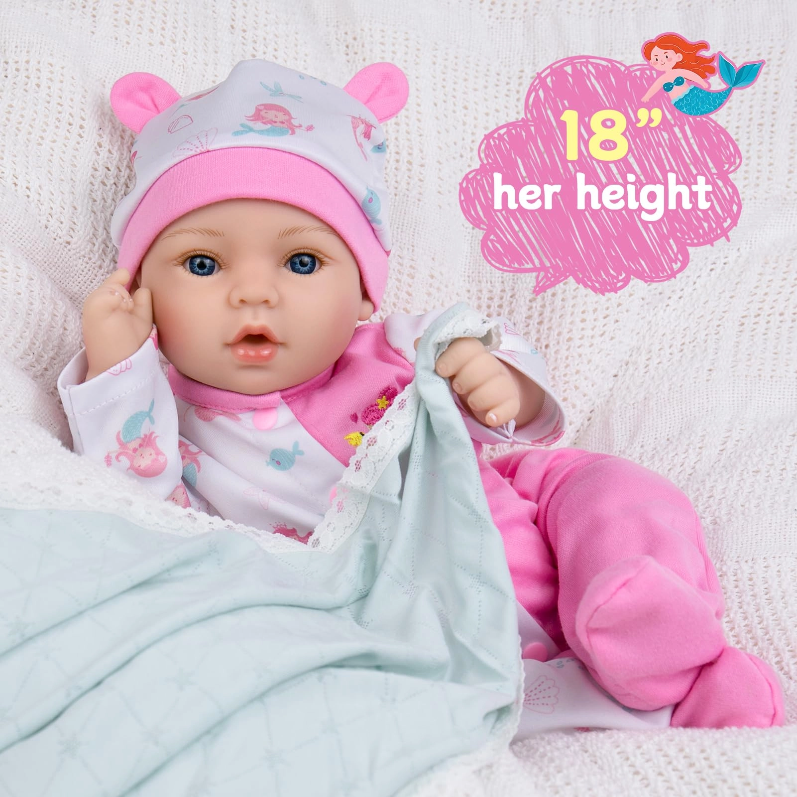 Reborn Baby Doll - 18 inch Newborn Girl Pink Outfit Ages 3+