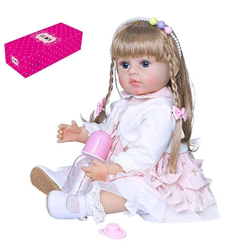 Reborn Baby Doll - 22 inch Silicone Vinyl Full Body White & Pink
