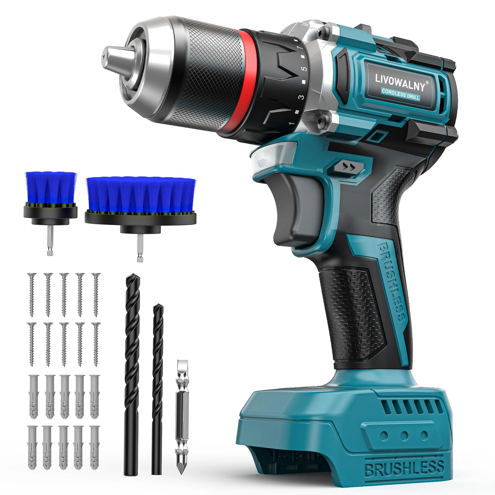 LIVOWALNY Cordless Drill Set - 18V 50 Nm 2-Speed