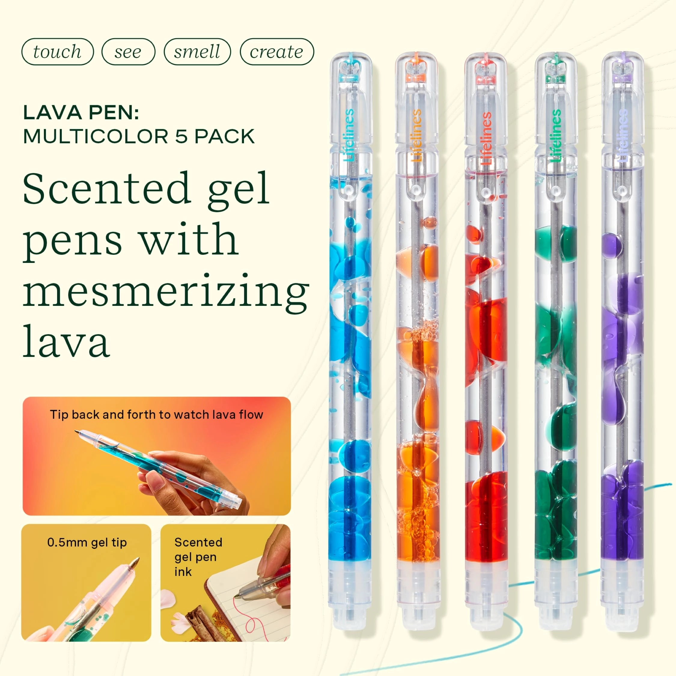 Scented Lava Gel Pen - 5-Pack 0.5mm
