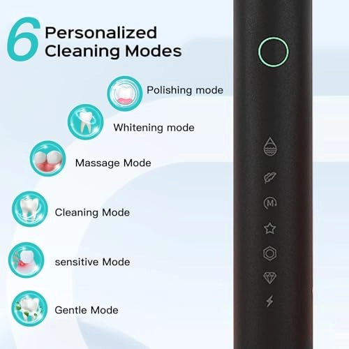 Electric Toothbrush - 8 Brush Heads Travel Case 6 Modes