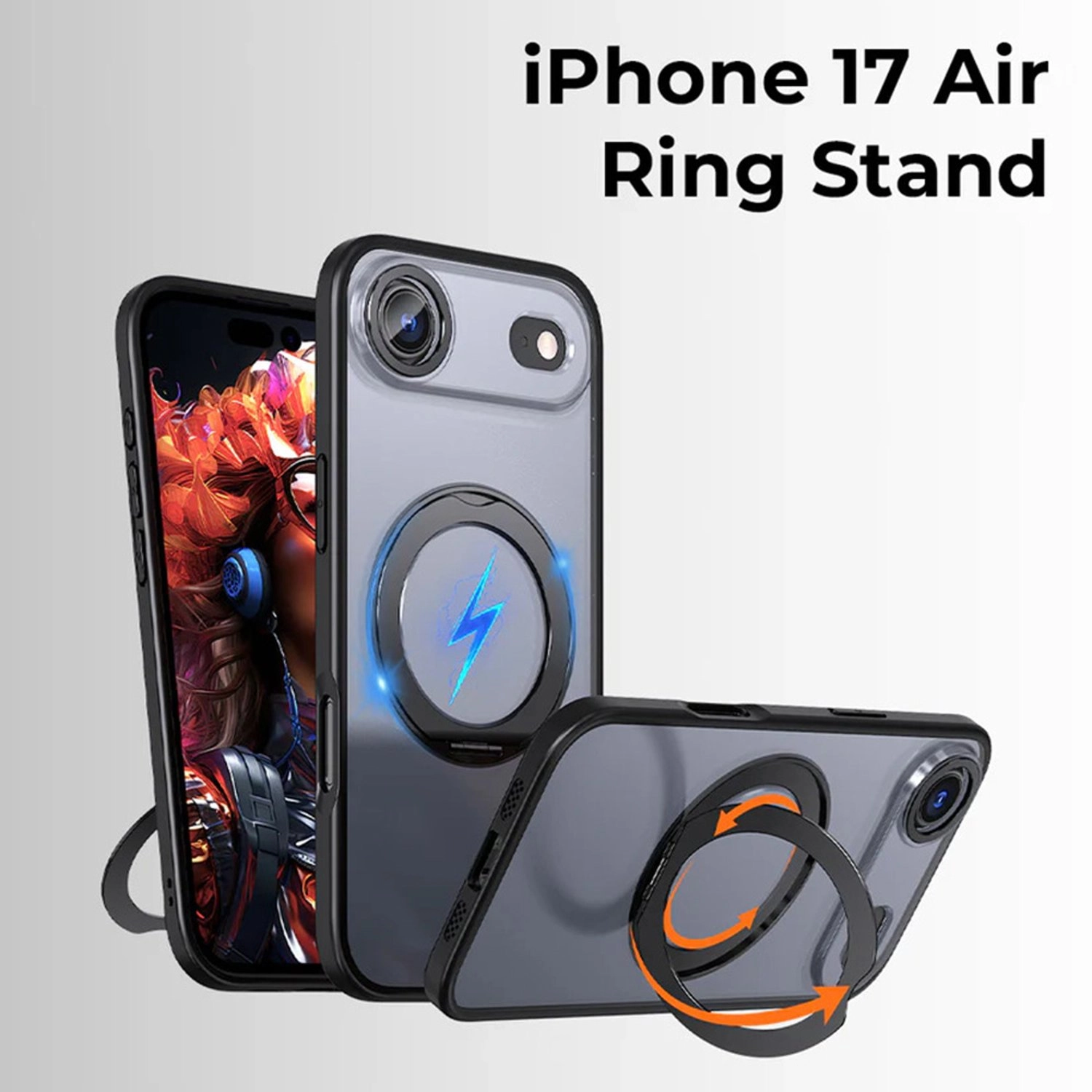360° Rotate Ring Stand Magsafe Case - TPU and polycarbonate for iPhone 17