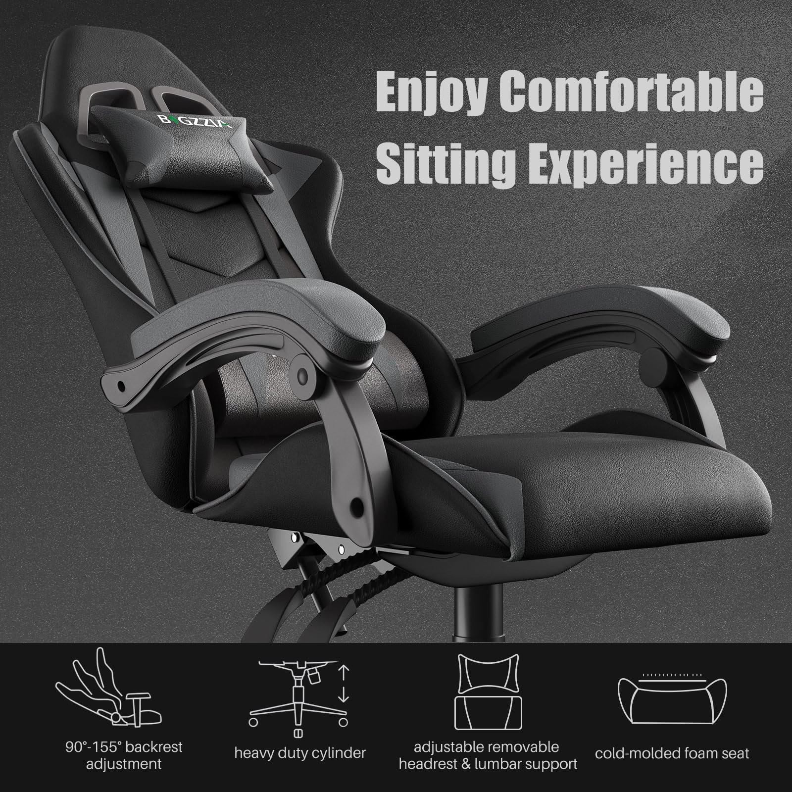 A gaming chair - Adjustable Height Reclining Feature