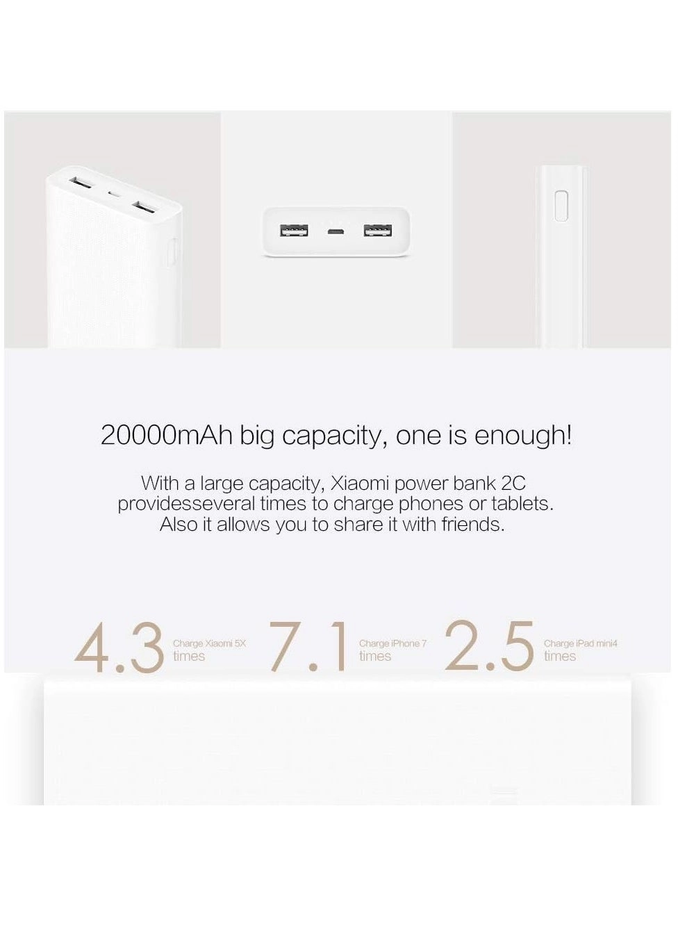 Portable Fast Charge Power Bank - 20000mAh