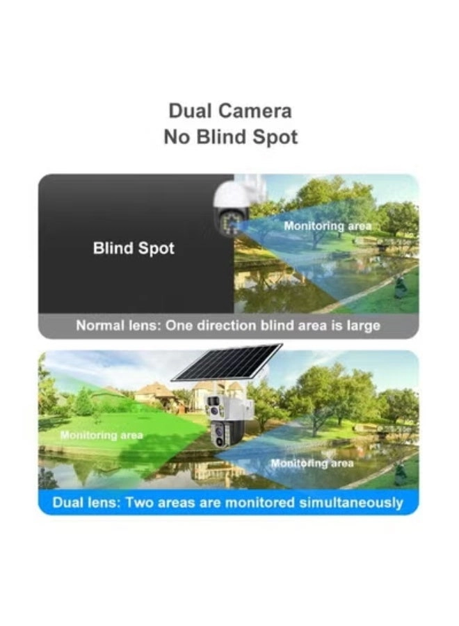 Dual Lens Solar-Powered WiFi Security Camera 4MP