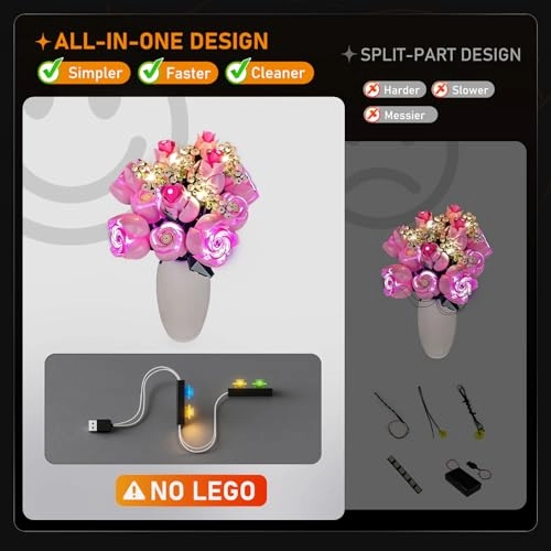 LED Light Set (10374) - Pink Rose Bouquet